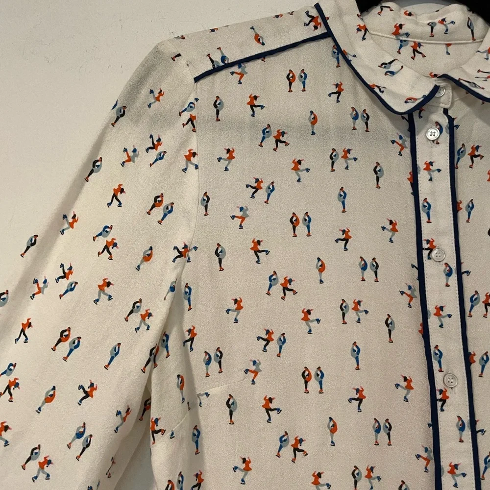French Button Up Blouse with Figure Stakers Brand Acoté - Picture 3 of 9
